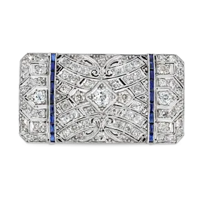 Art Deco Diamond and Sapphire Pendant Brooch