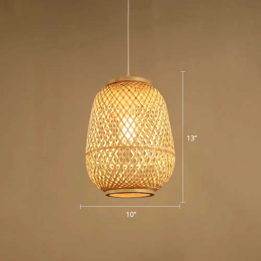 Bamboo Suspension Wood Pendant Ceiling Light - Minimalist Lantern Design