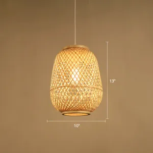 Bamboo Suspension Wood Pendant Ceiling Light - Minimalist Lantern Design