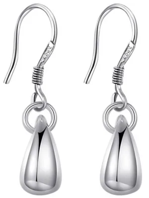 Basic Sterling Silver Plated Solid Tear Drop Dangle Earrings