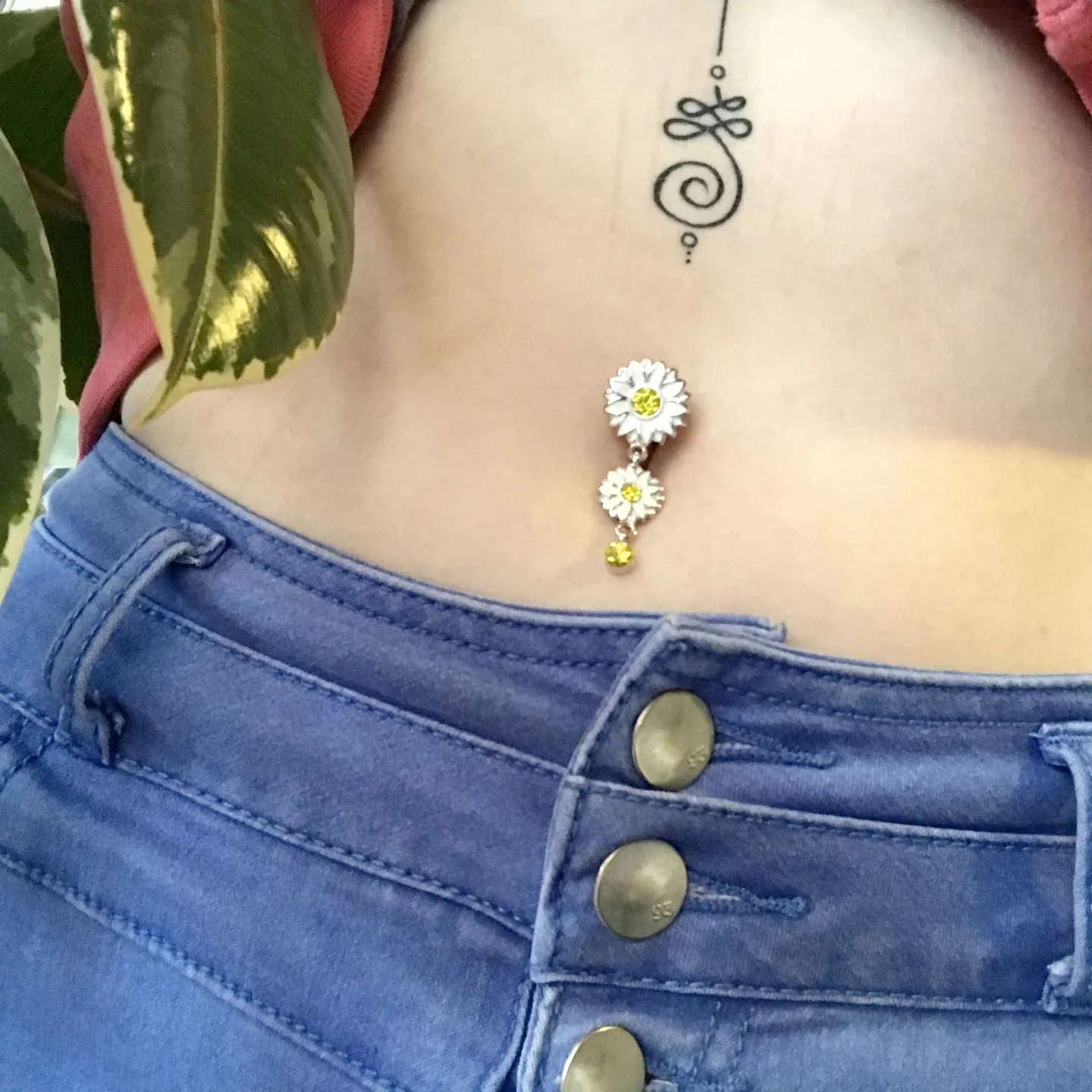 Beach Sunflower Reverse Belly Button Bar