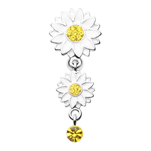 Beach Sunflower Reverse Belly Button Bar