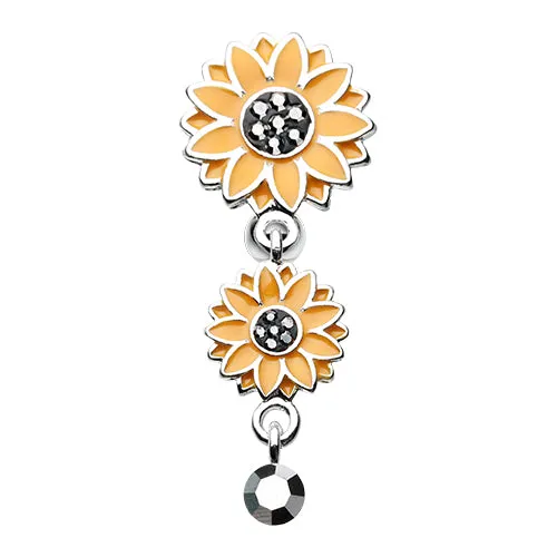 Beach Sunflower Reverse Belly Button Bar