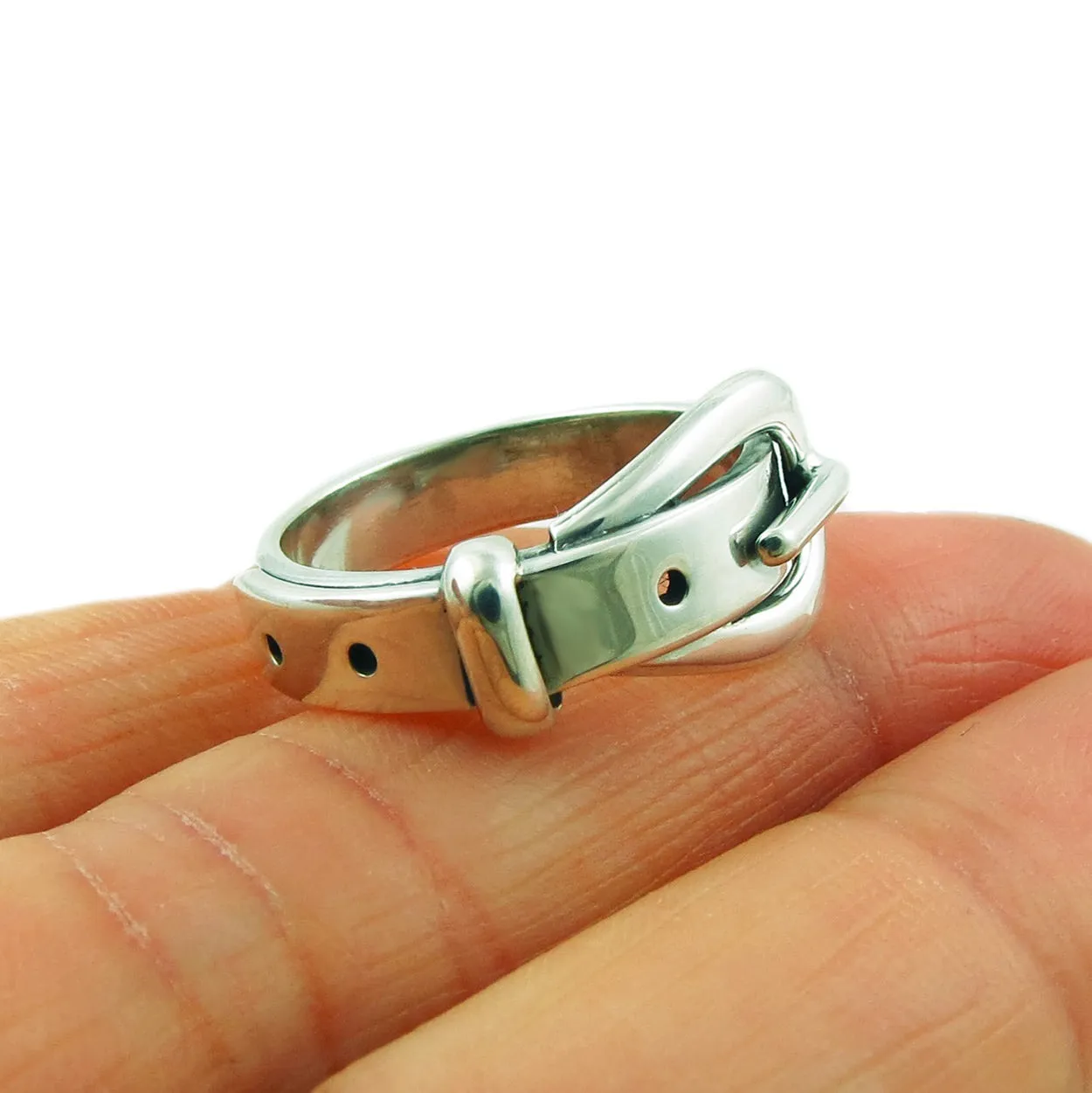 Belt and Buckle Sterling Silver Ring Size R