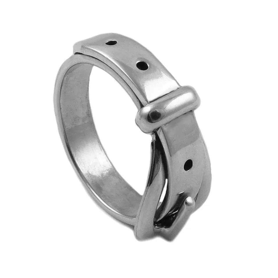 Belt and Buckle Sterling Silver Ring Size R