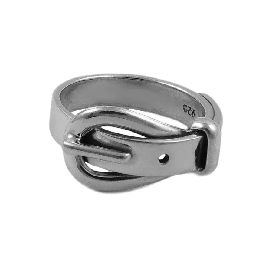 Belt and Buckle Sterling Silver Ring Size R