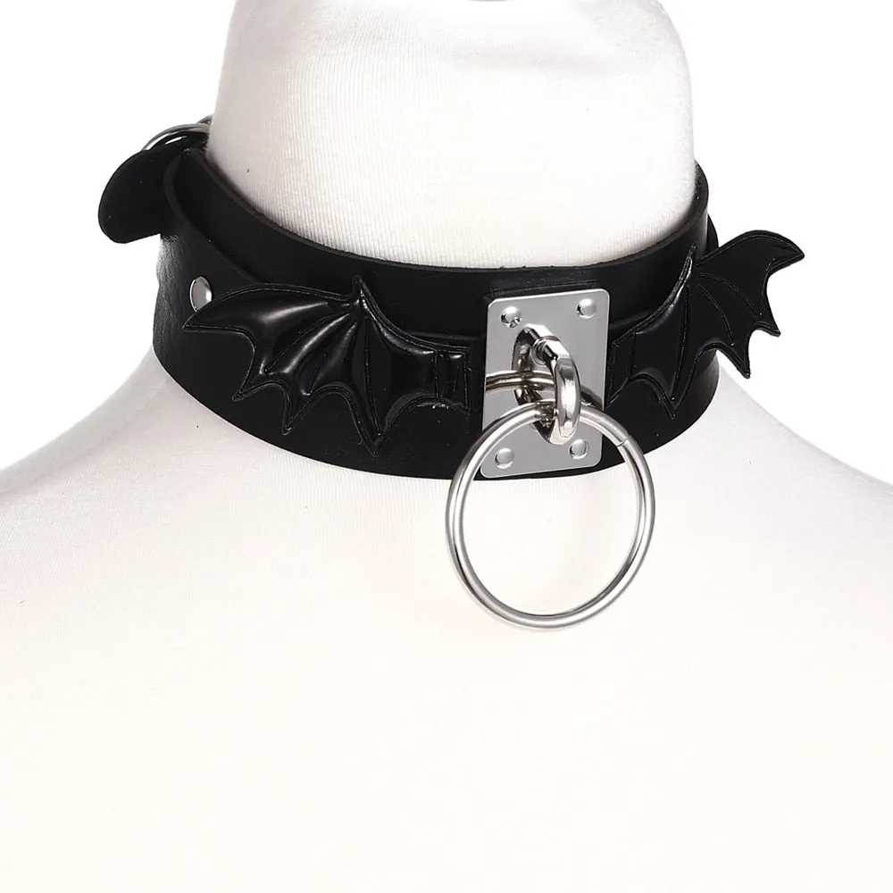 Black PU Leather O Ring Choker