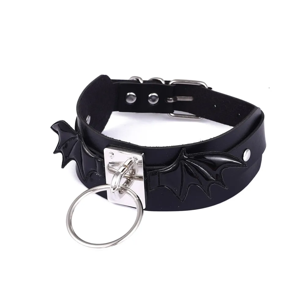 Black PU Leather O Ring Choker