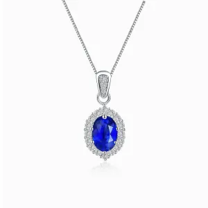 Blue Sapphire with Diamonds Necklace