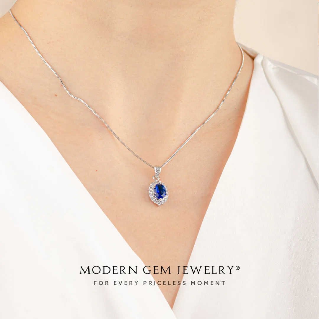 Blue Sapphire with Diamonds Necklace