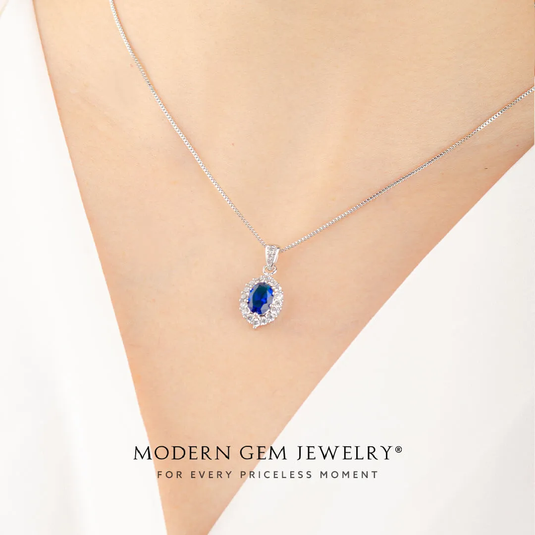 Blue Sapphire with Diamonds Necklace