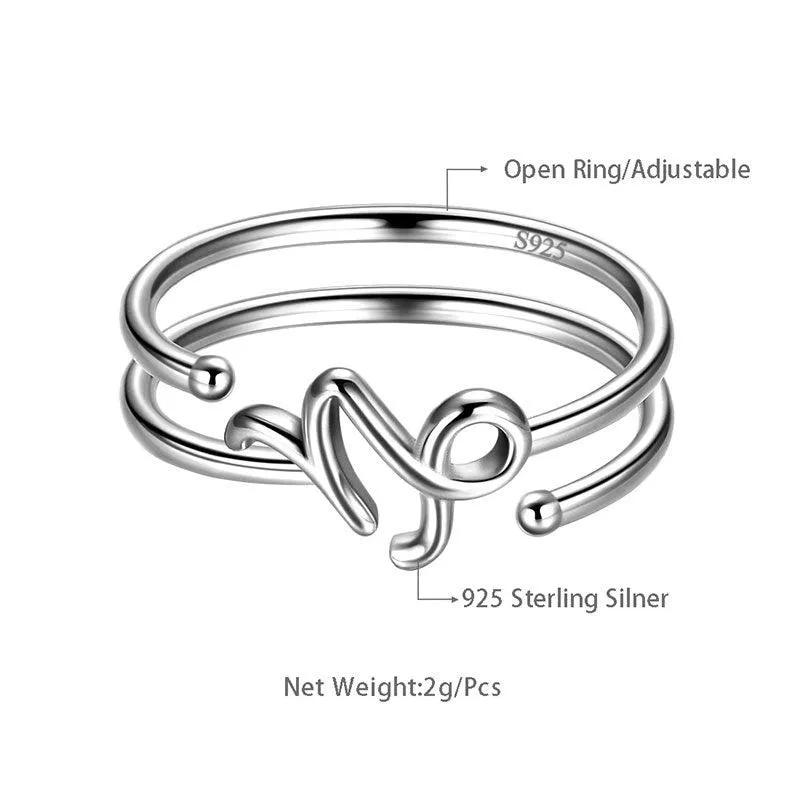 Capricorn Rings Zodiac Sign Jewelry Women Girls Birthday Gifts 925 Sterling Silver