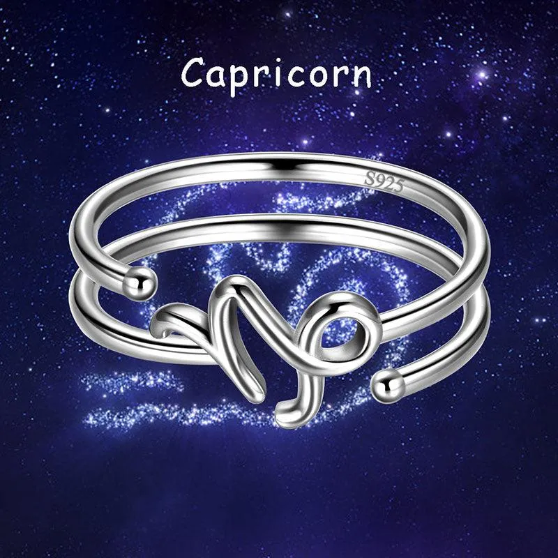 Capricorn Rings Zodiac Sign Jewelry Women Girls Birthday Gifts 925 Sterling Silver