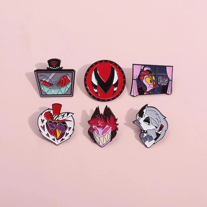 Cartoon Style Cowboy Style Geometric Heart Shape Mask Alloy Stamping Stoving Varnish Plating Unisex Badge Brooches Collar Pin