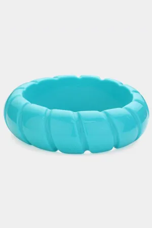 Carved Stripe Resin Bangle - Sky Blue