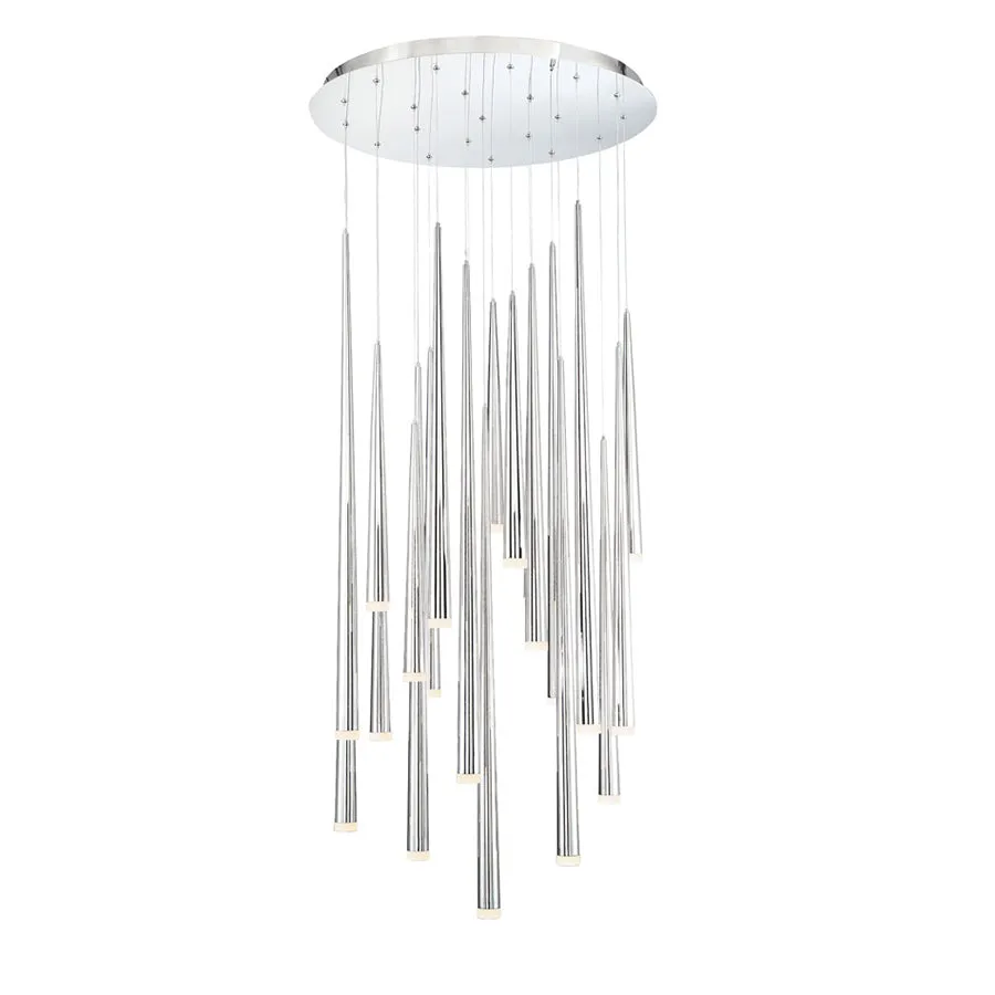 Cascade LED 21 Light Etched Glass Round Chandelier