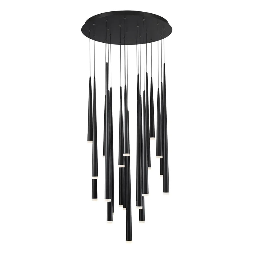 Cascade LED 21 Light Etched Glass Round Chandelier