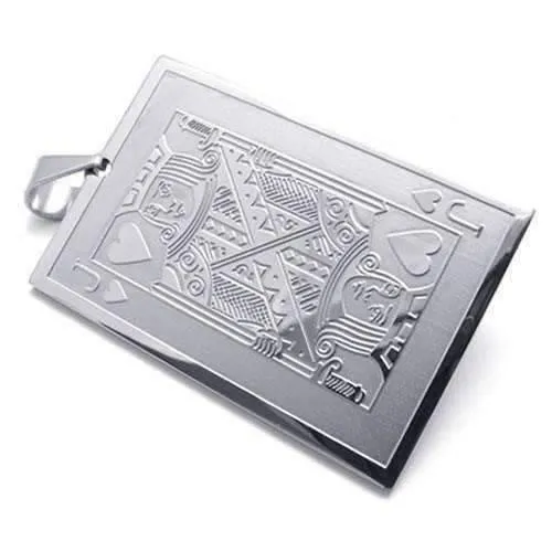 Casino Poker Playing Cards Stainless Steel Pendant Necklace