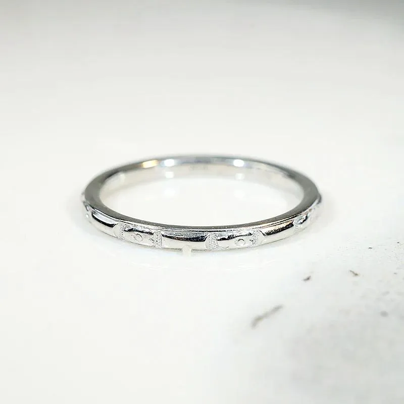 Clean-Lined "Orange Blossom" White Gold Band