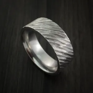 Cobalt Chrome Tree Bark Band Unique Texture Men's Ring