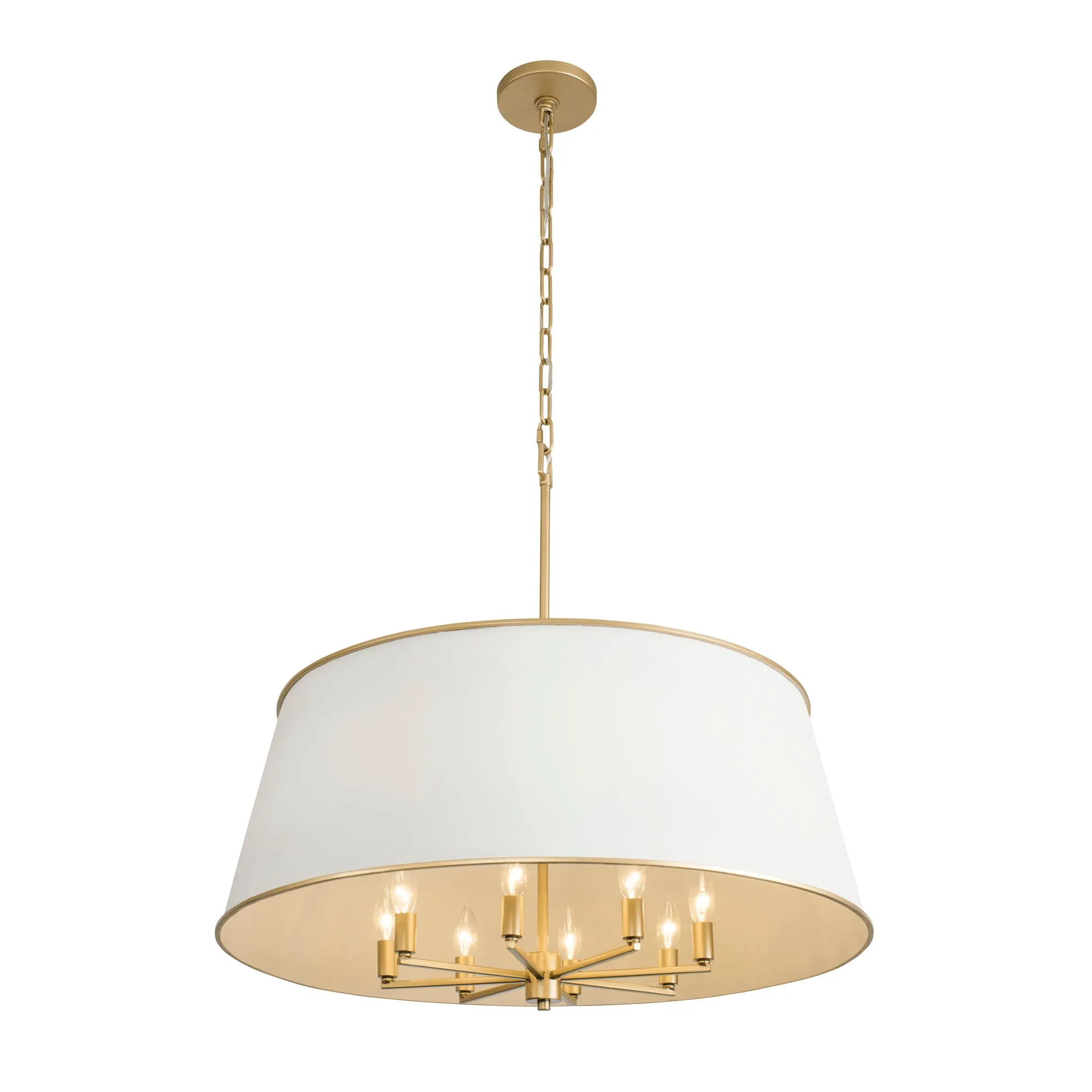 Coco 364P08MWFG 8-Light Pendant Light - Matte White/French Gold