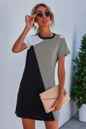 Colorblock Solid Mini Dress