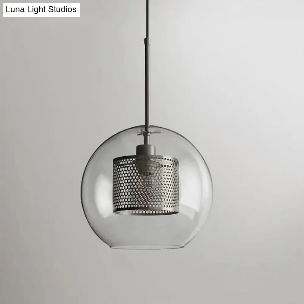 Contemporary Metal Pendant Light with Glass Shade for Dining Room