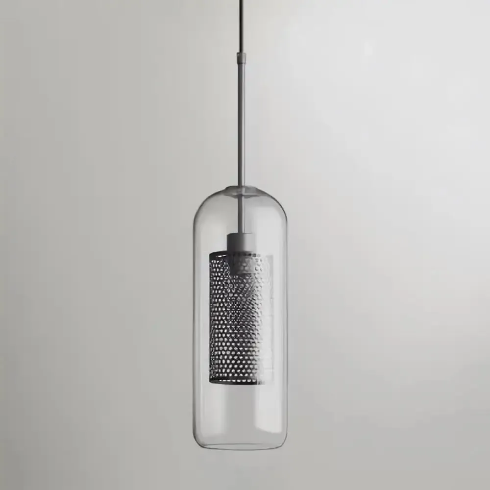 Contemporary Metal Pendant Light with Glass Shade for Dining Room