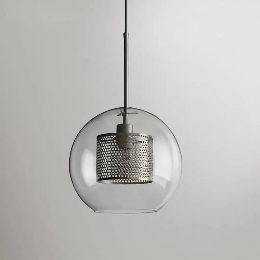 Contemporary Metal Pendant Light with Glass Shade for Dining Room