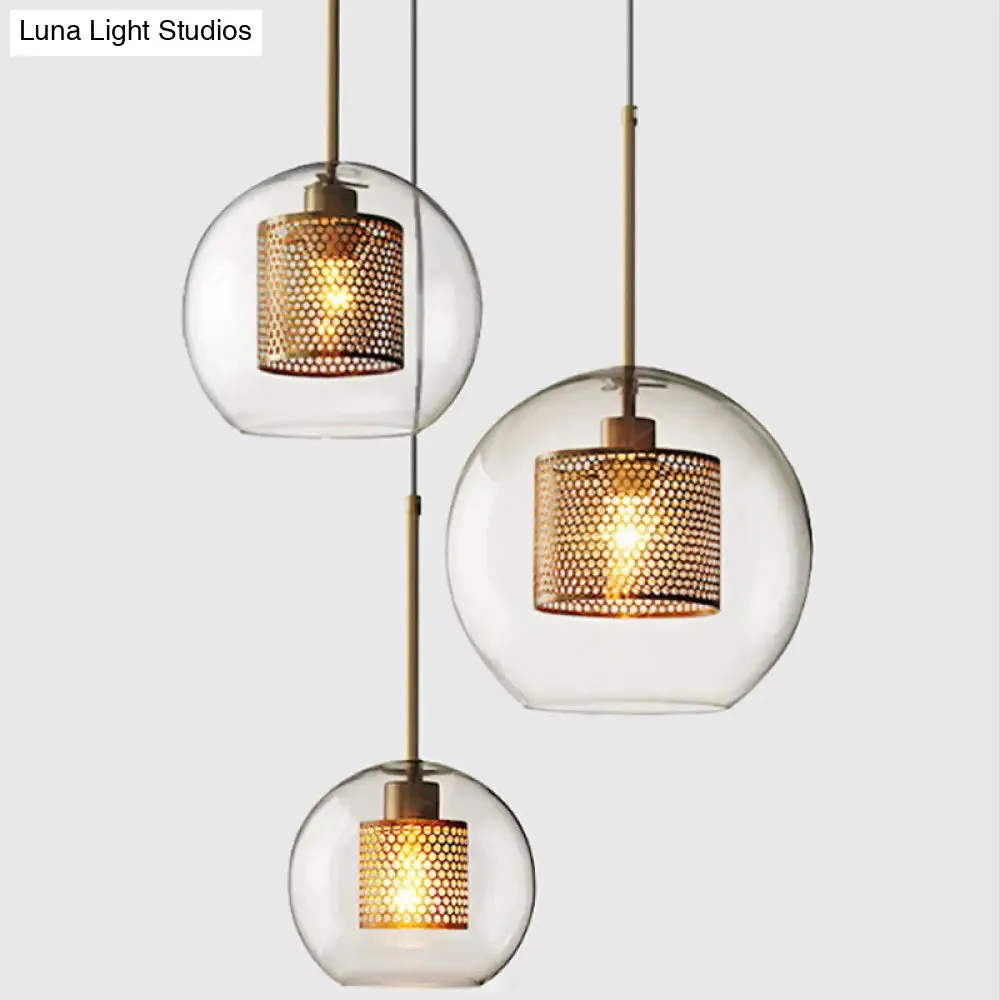 Contemporary Metal Pendant Light with Glass Shade for Dining Room