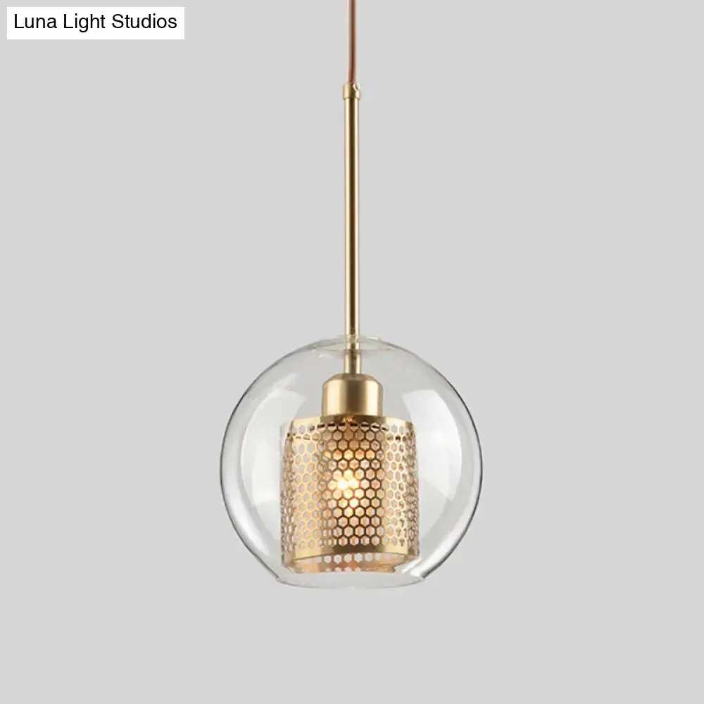 Contemporary Metal Pendant Light with Glass Shade for Dining Room