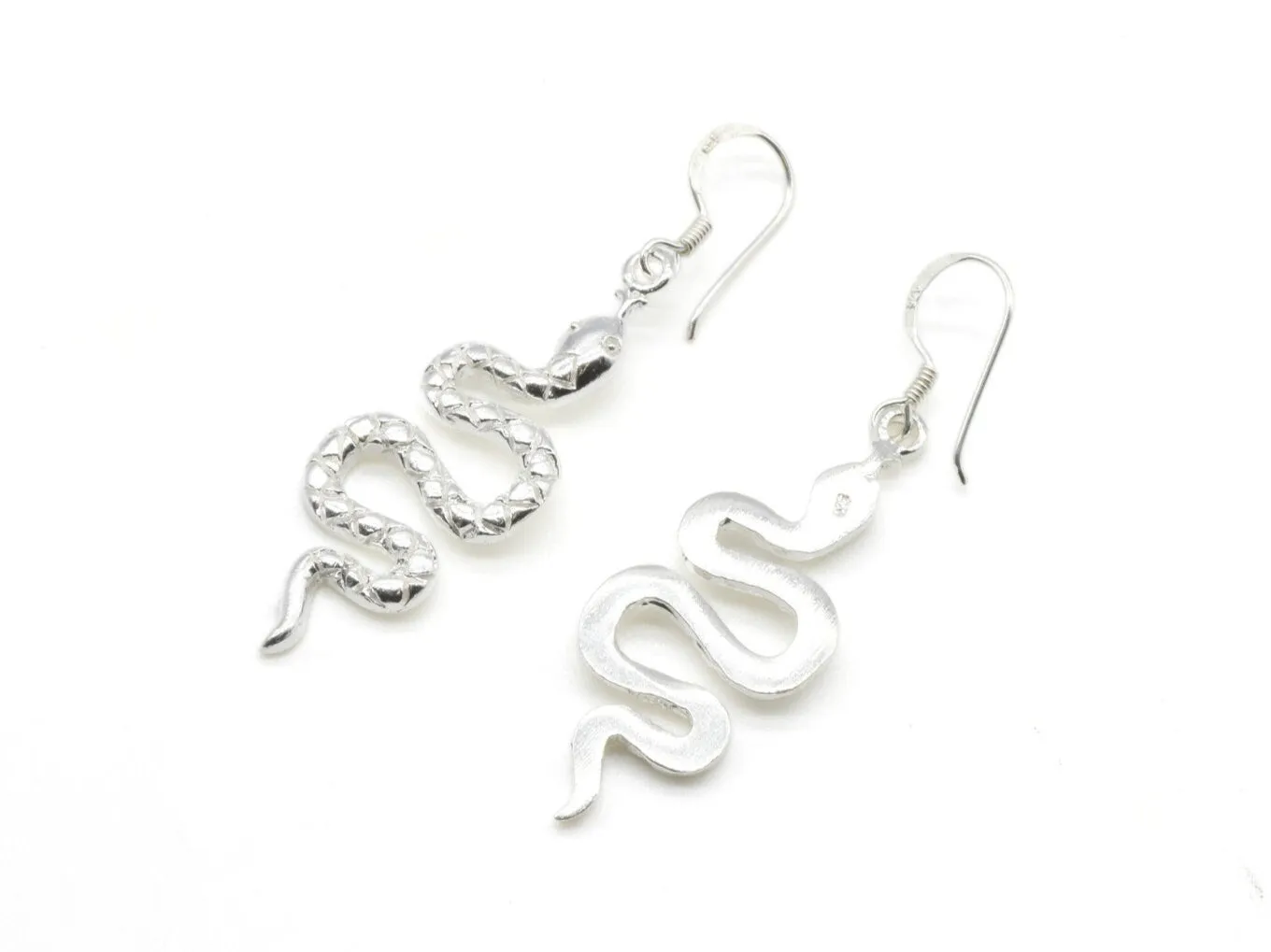 Dangling Snake Earrings - Silver Snake Earrings - Long Snake Earrings