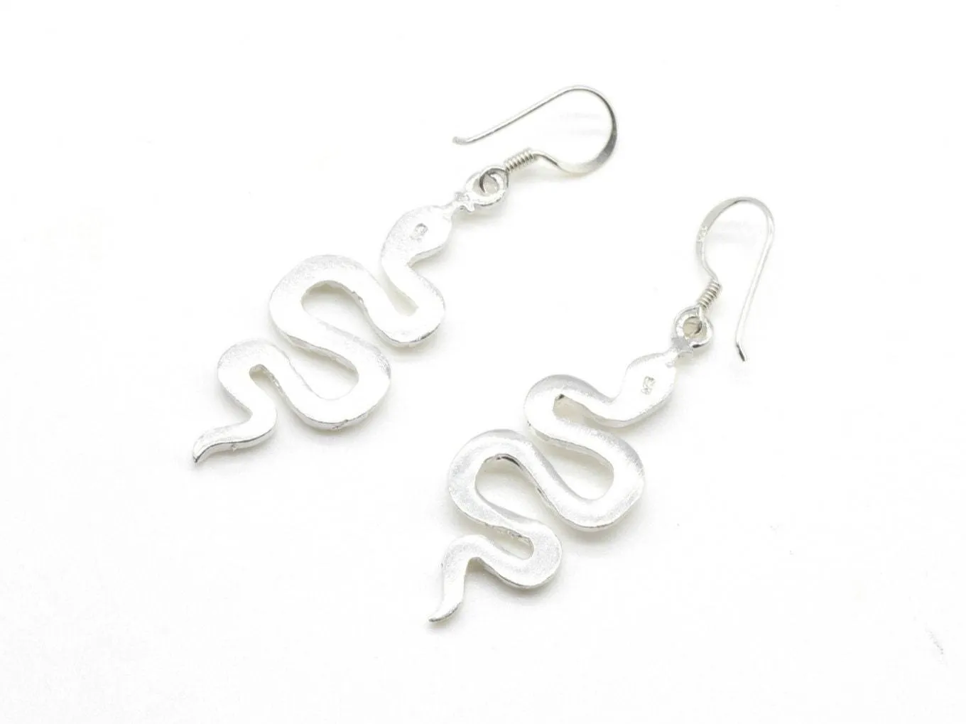 Dangling Snake Earrings - Silver Snake Earrings - Long Snake Earrings