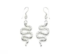 Dangling Snake Earrings - Silver Snake Earrings - Long Snake Earrings