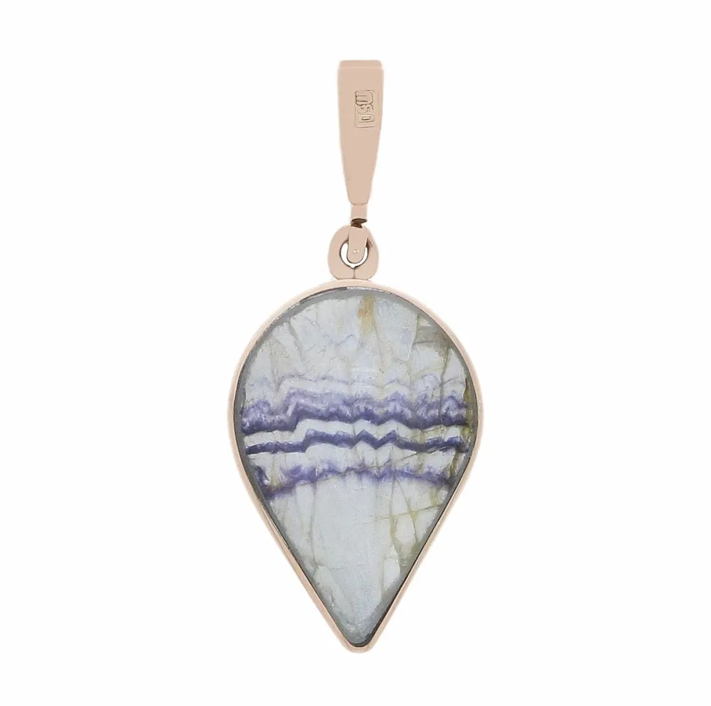 Derbyshire Blue John and Lapis Lazuli 9ct Rose Gold Teardrop Shape Pendant