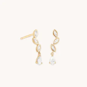 Diamond Marquise Drop Studs in Solid Gold