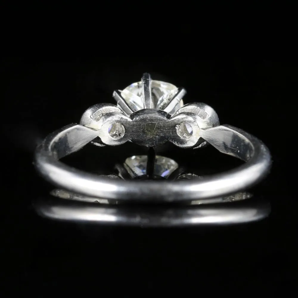 Diamond Trilogy Engagement Ring Platinum 1.08Ct Old Cut Diamond