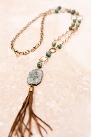 Down To Earth Stone Drop And Tassel Necklace