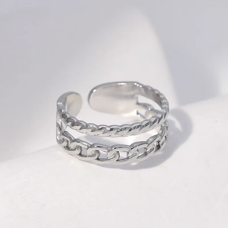 Elegant Women Chain Stainless Steel Electroplating Rings