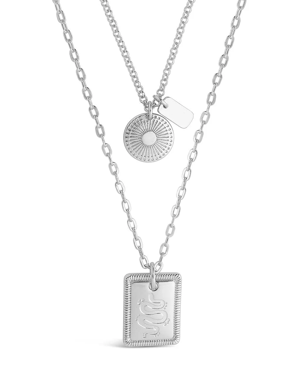 Engraved Disc & Tag Layered Necklace by Sterling Forever