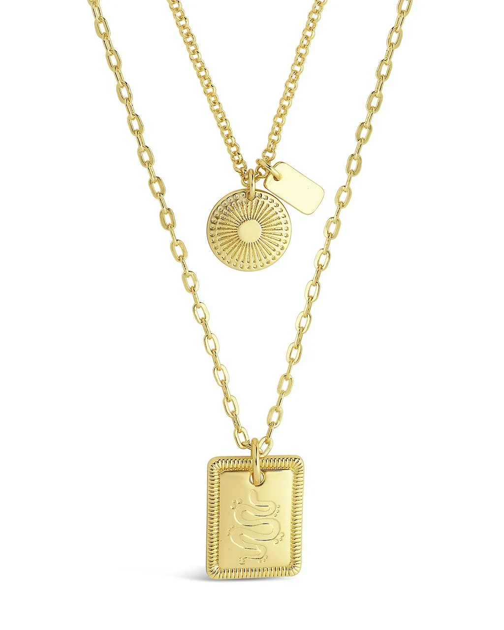 Engraved Disc & Tag Layered Necklace by Sterling Forever