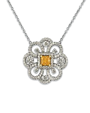 Fancy Vivid Yellowish Orange Diamond Pendant, 0.43 Carat