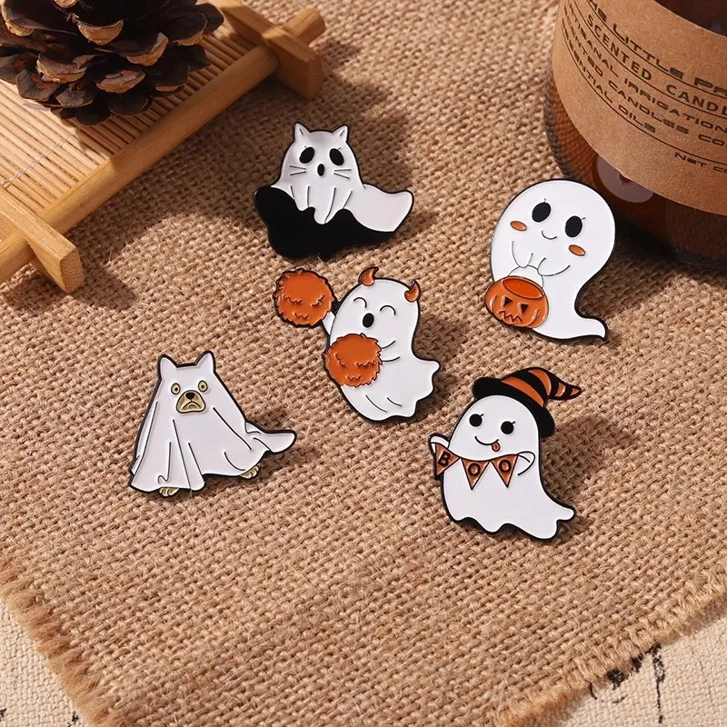 Fashion Dripping Paint Halloween Pumpkin Ghost Alloy Brooch