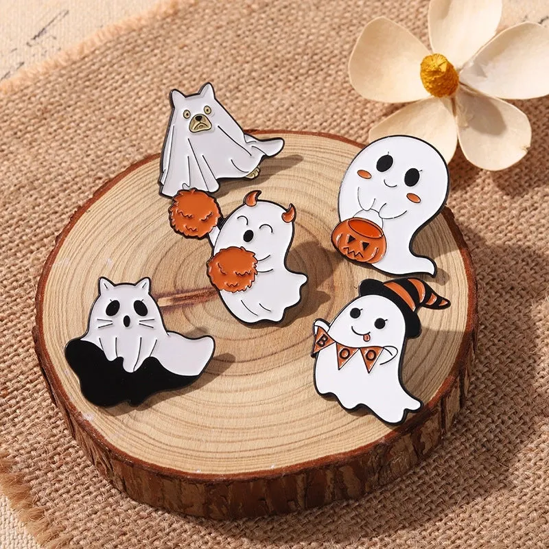 Fashion Dripping Paint Halloween Pumpkin Ghost Alloy Brooch