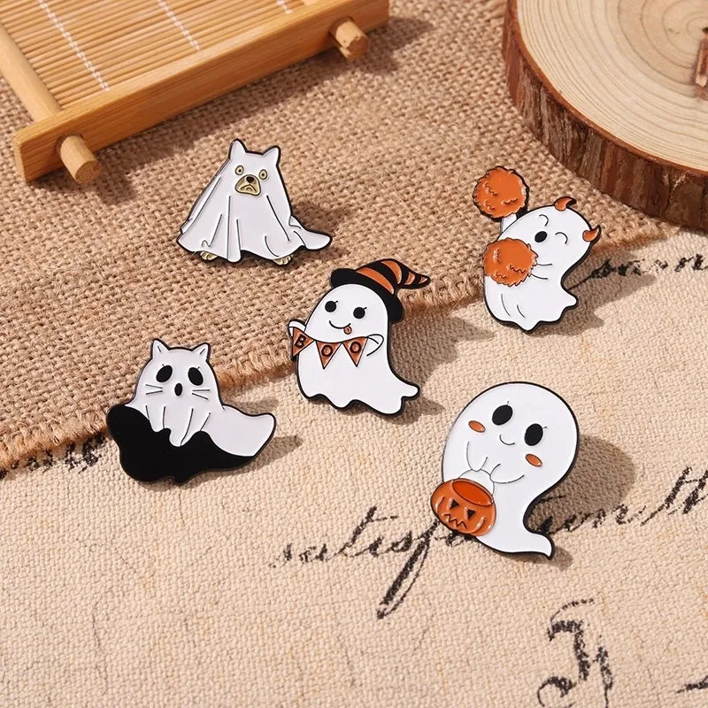 Fashion Dripping Paint Halloween Pumpkin Ghost Alloy Brooch