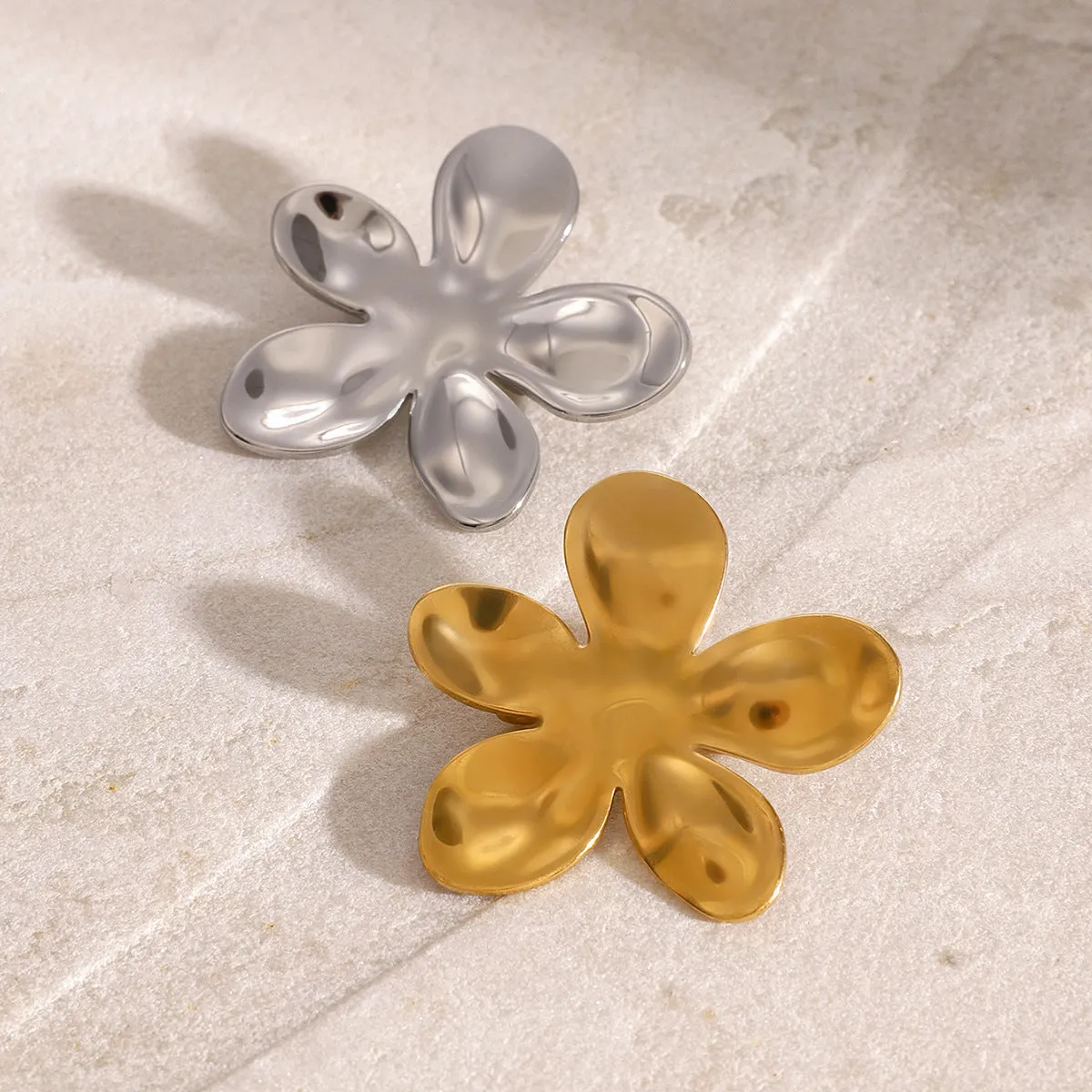 Flower Geometric Stainless Steel Electroplating Brooches