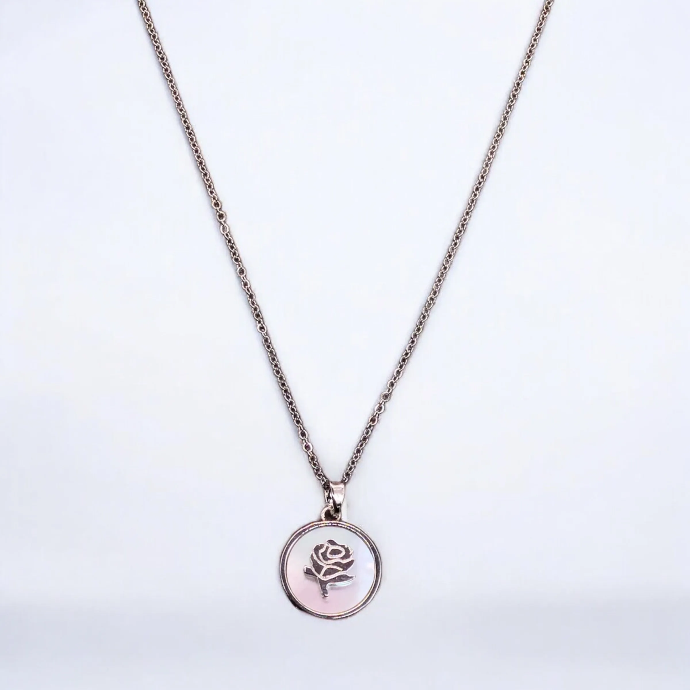 Flower Stainless Steel Necklace Pendants With Long Chain