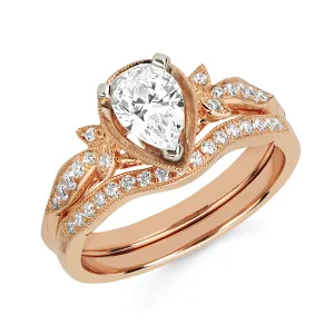 Forever Elegant&trade; .08 Ctw. Diamond Semi Mount shown with 1/2 Ct. Pear Center Diamond in 14K Gold