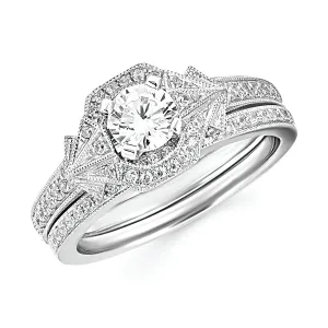 Forever Elegant&trade; 1/8 Ctw. Diamond Semi Mount shown with 1/2 Ct. Round Center Diamond in 14K Gold