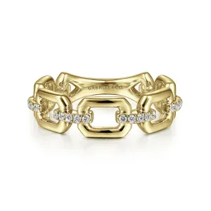 Gabriel & Co. Chain Link Ring Band with Diamond Connectors